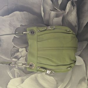 B. Makowski Crossbody Bag, Green, Genuine Leather